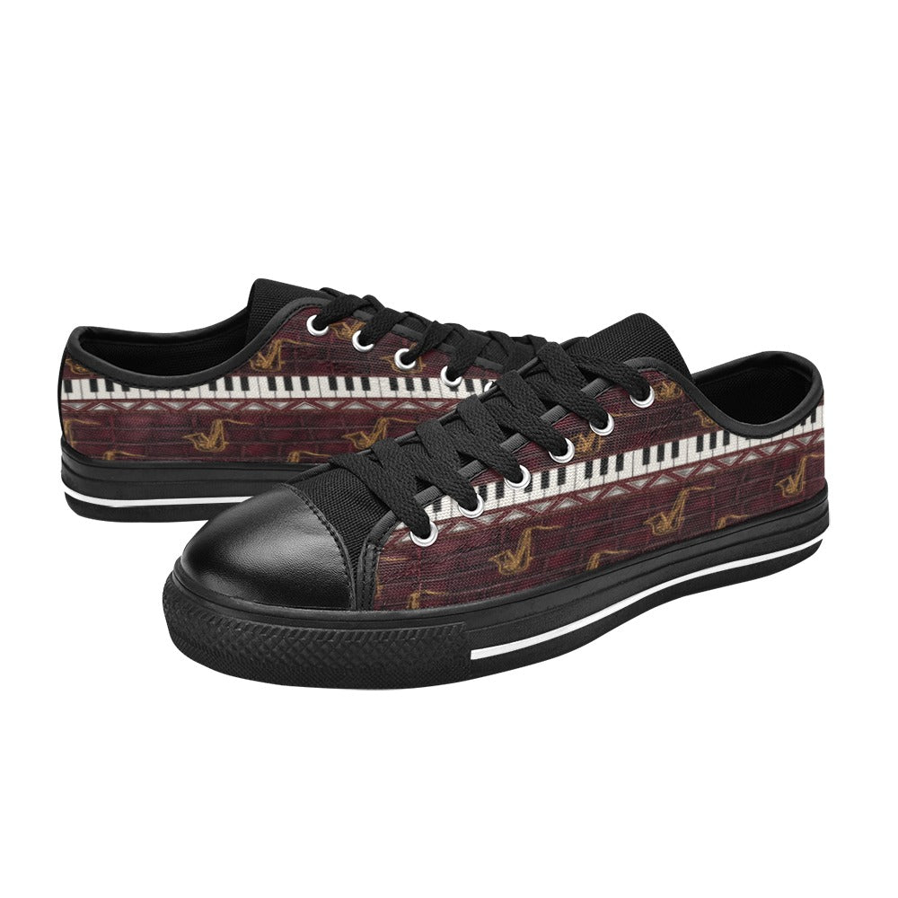 Rich and Rich Men’s Burgundy Piano/Saxophone Low-Top Sneakers