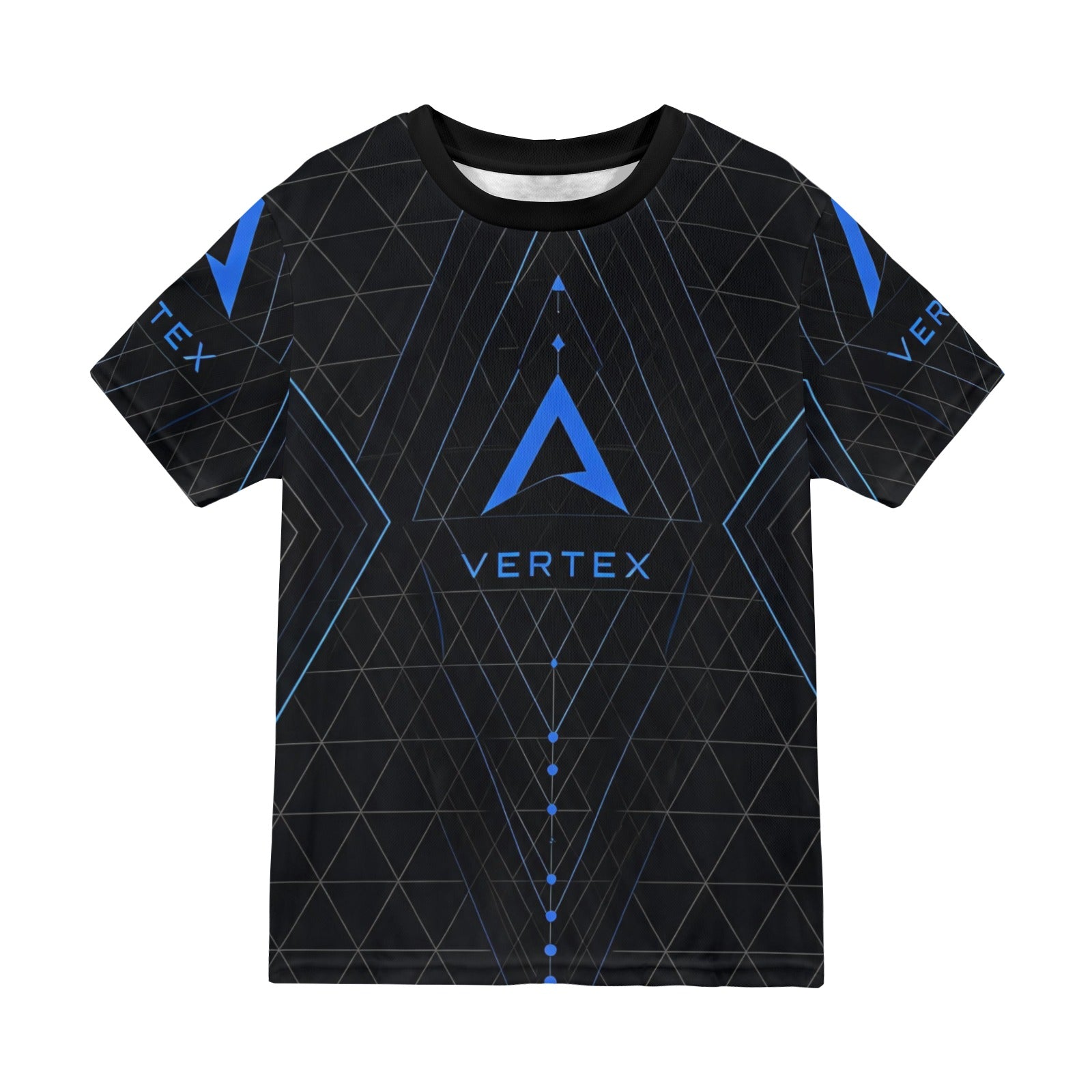 Men's black mesh t‑shirt with all‑over Vertex graphic print and relaxed fit — additional view 8