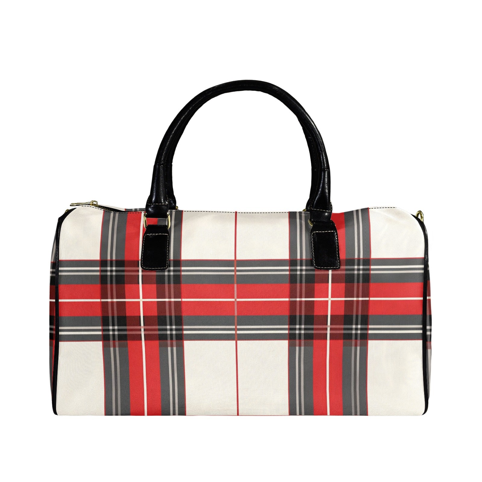 Rich and Rich Beige and Red Checkered Leather Premium 1200D Nylon Travel Bag for Gym & Travel