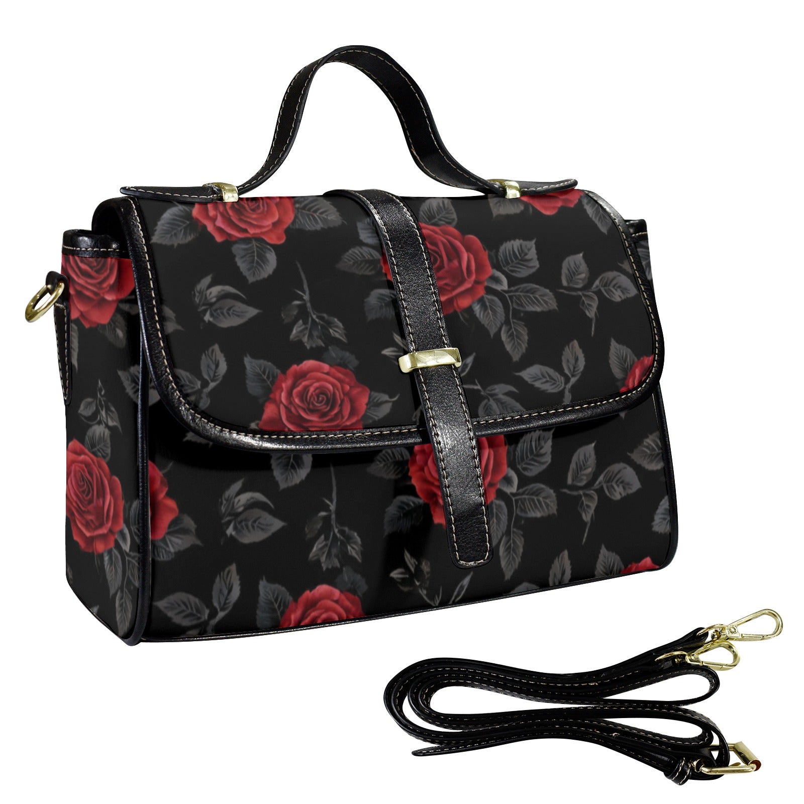 Rich and Rich Red Rose Women's Leather Satchel Bag