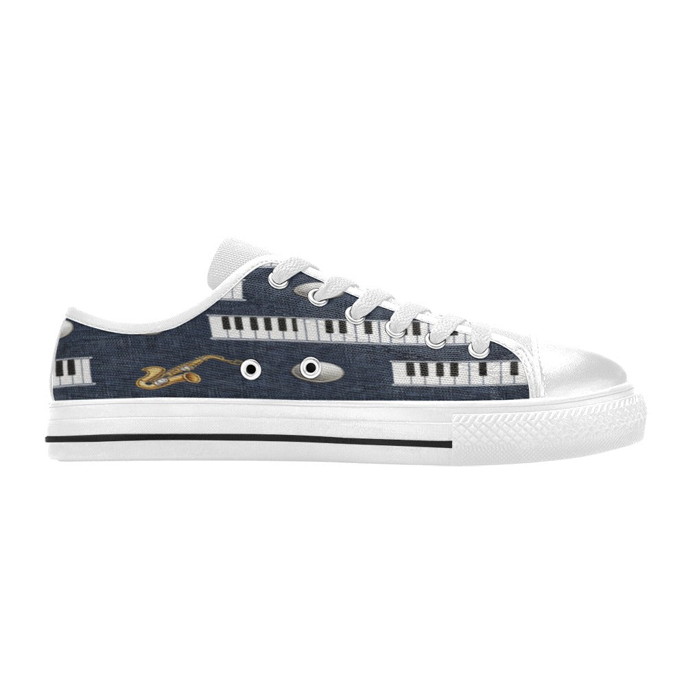 Rich and Rich Men's Navy Blue Piano/Saxophone Low-Top Sneakers