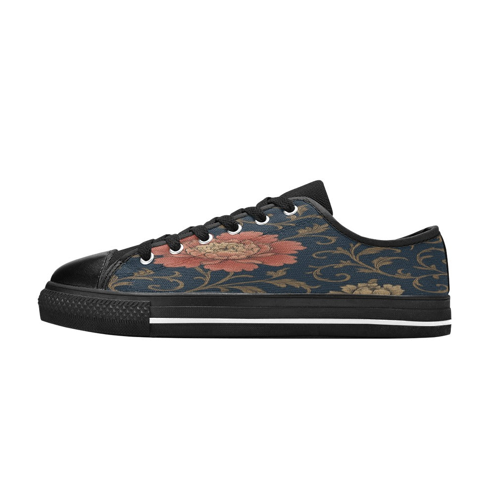 Rich and Rich Blue Floral Women's Classic Canvas Sneaker with vibrant floral design