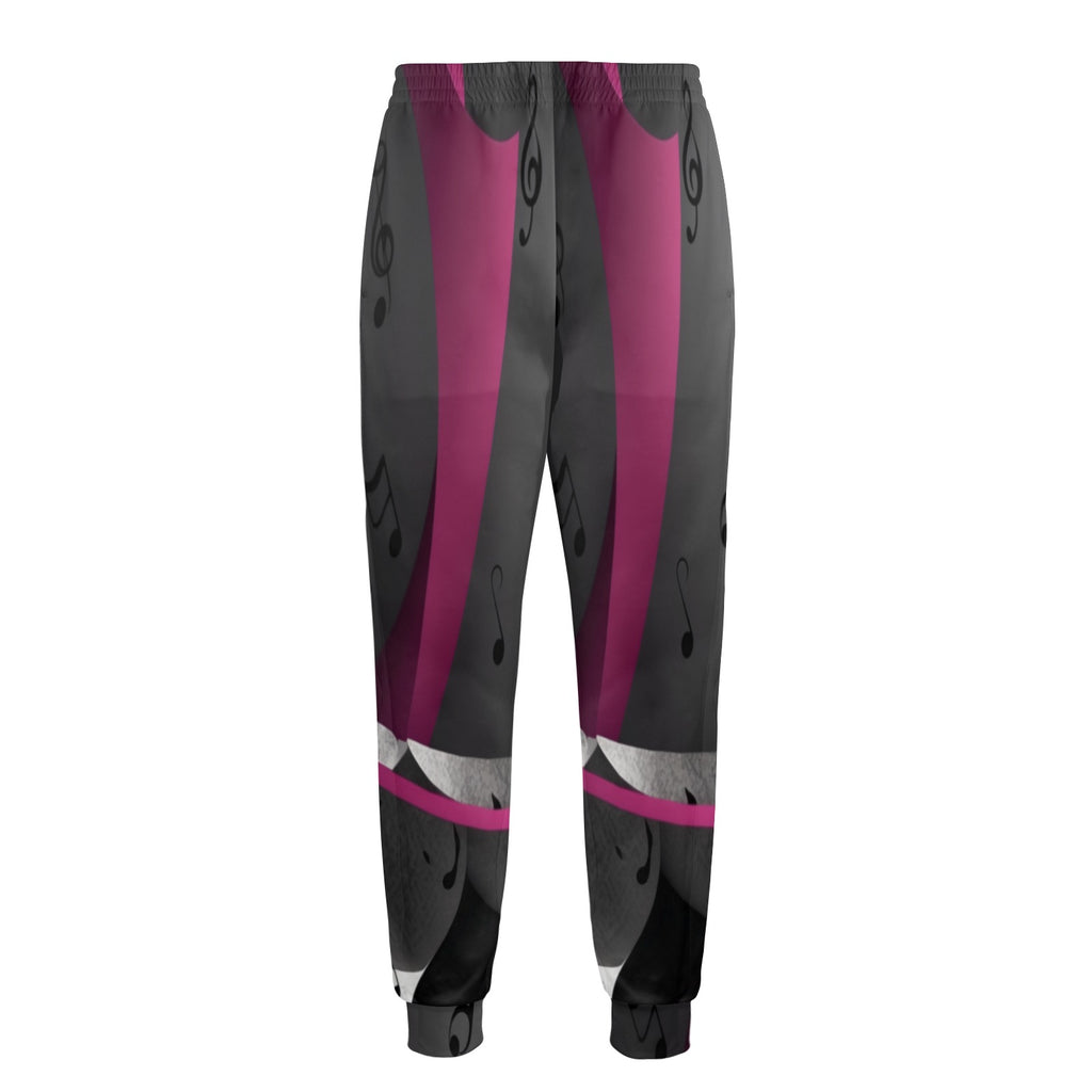 R&RH Magenta Musical Notes Men's Casual Sweatpants with tapered fit and drawstring waistband