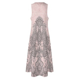 Sleeveless ankle-length blush baroque print maxi dress with V-neck and side pockets — product detail