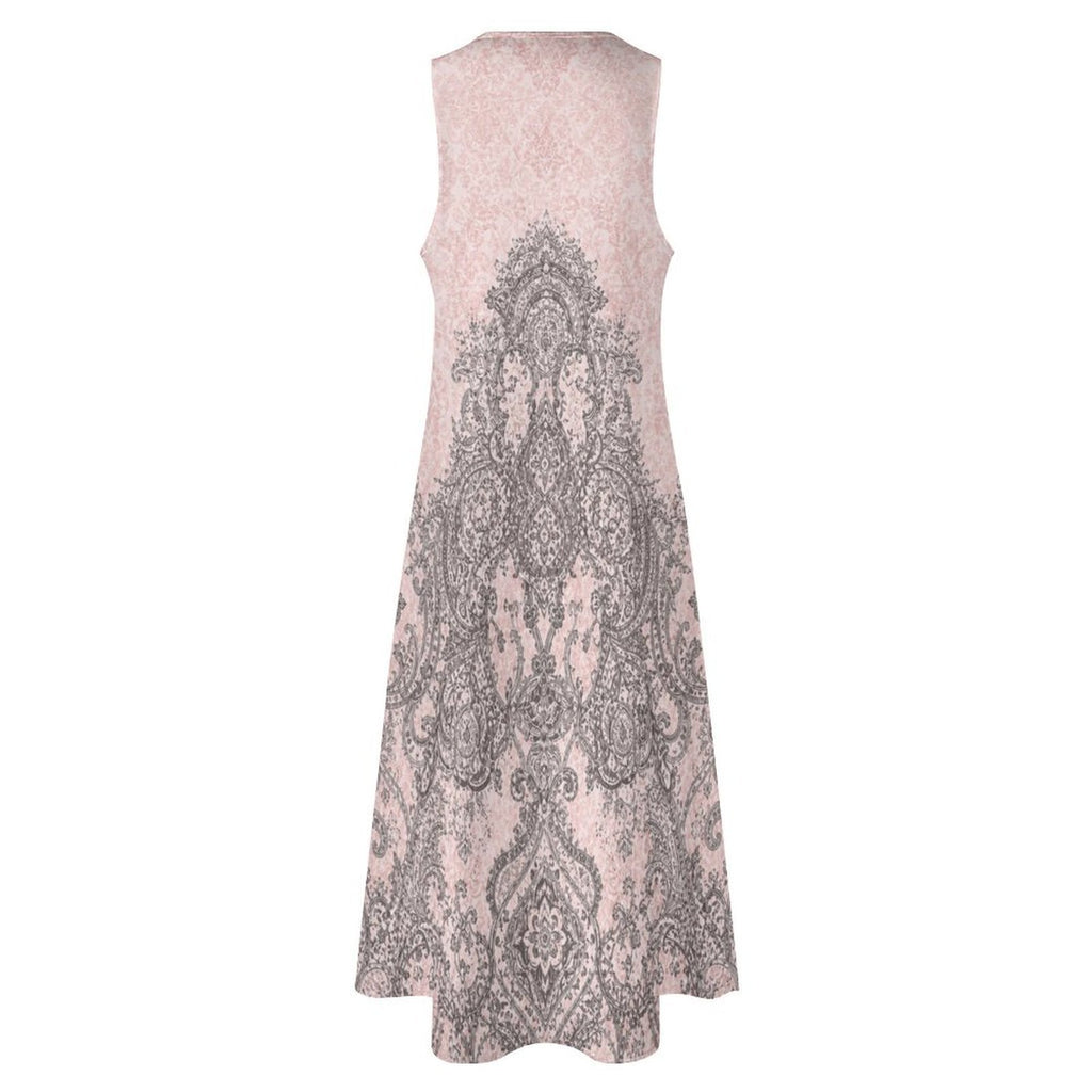 Rich & Rich Blush Baroque Elegance Sleeveless Maxi Dress with Pockets Sleeveless Long Dress (GQ) - Rich and Rich Homeopportunities