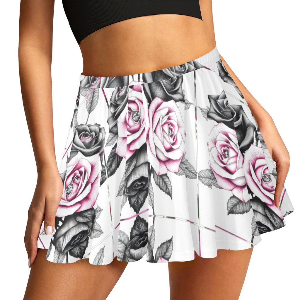 R&RH Pink Roses Skater Skirt with vibrant floral print on soft fabric