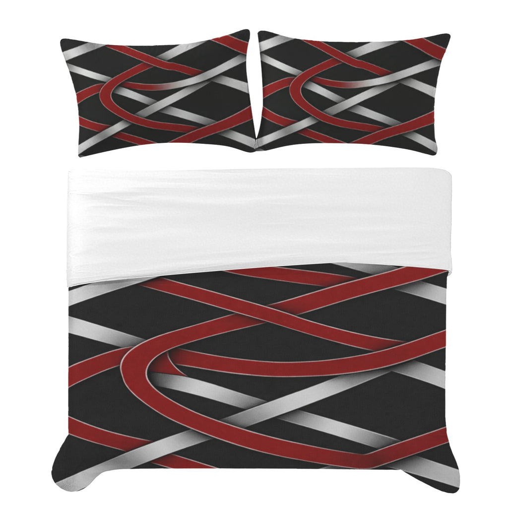 Rich and Rich Black Abstract Pattern 3 Piece Bed Set | Soft 3-Piece Bedding Set 94x104 Inch