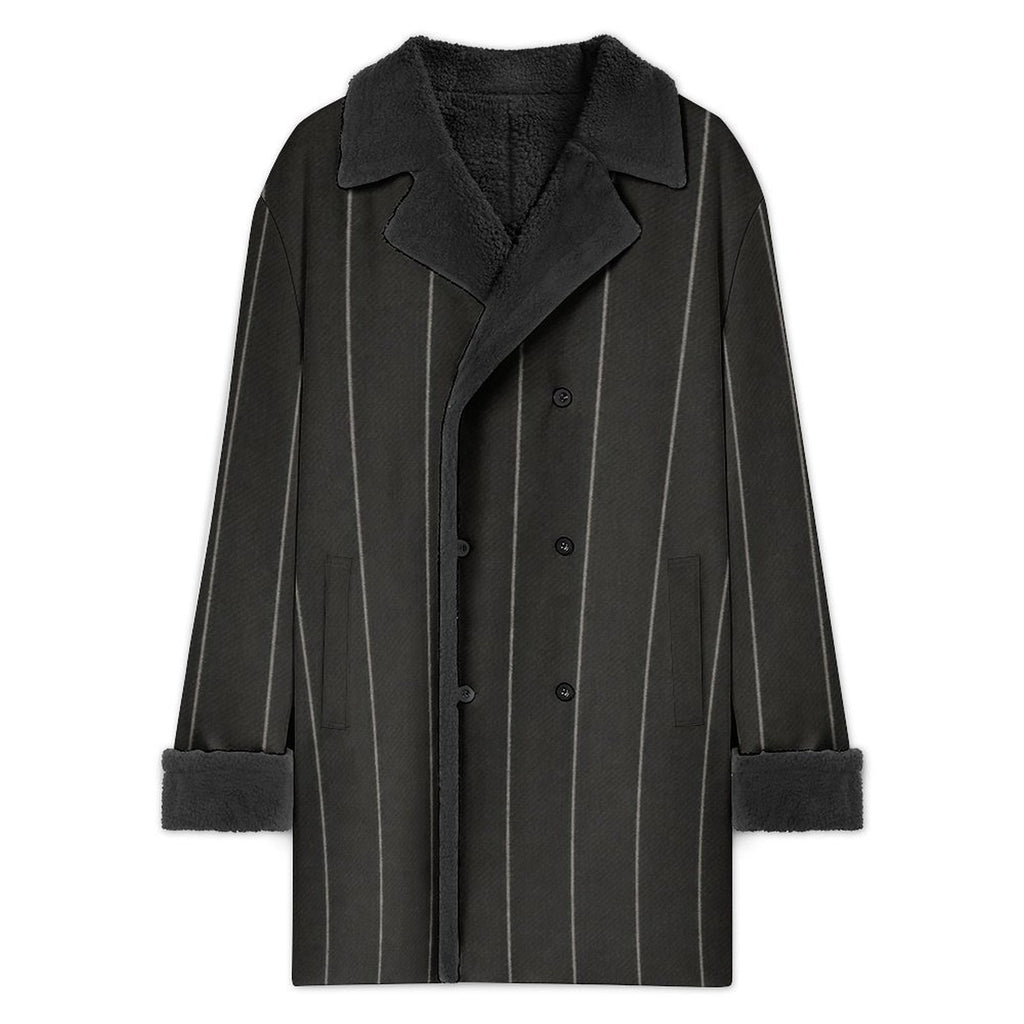 A Rich and Rich Men's Black Pinstriped Double Breasted Coat
