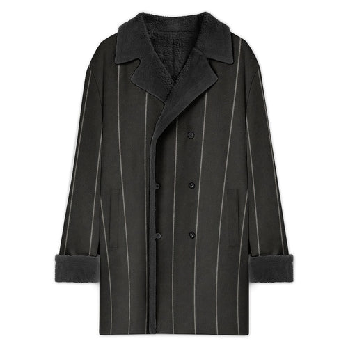 A Rich and Rich Men's Black Pinstriped Double Breasted Coat