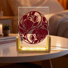 Load image into Gallery viewer, Rich and Rich Harmony Heritage Burgundy Floral Yin-Yang Acrylic Night Light

