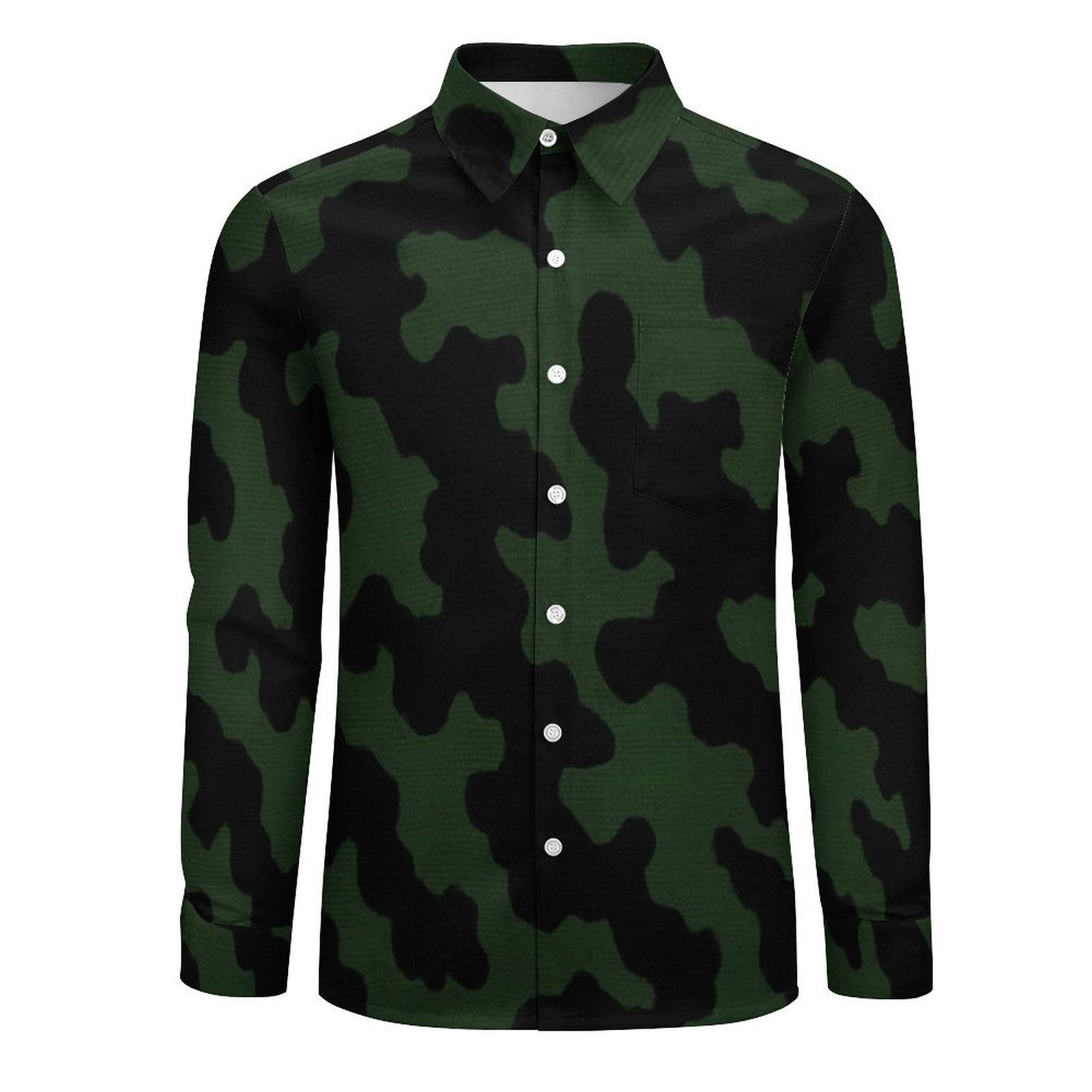 Rich and Rich Green Camo Men's Long Sleeve Casual Shirt