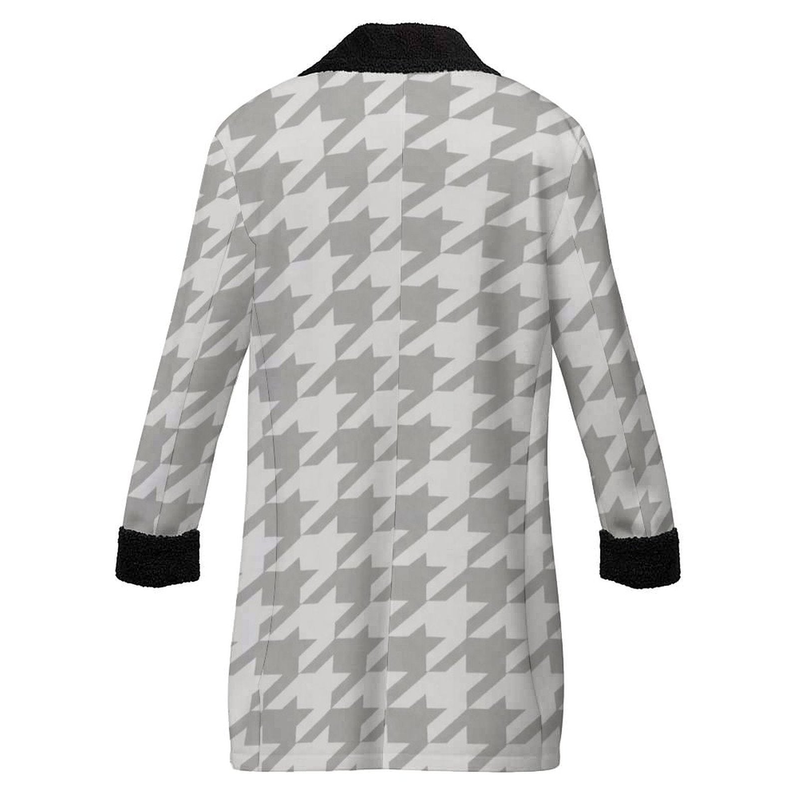 A Rich and Rich White Houndstooth Men's Double Breasted Coat