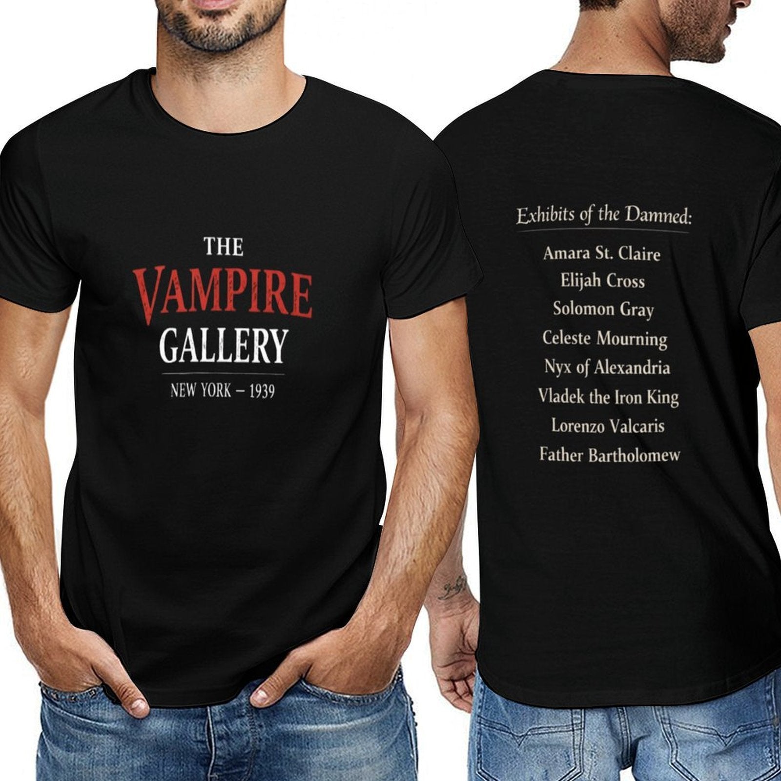 The Vampire Gallery Men's Short Sleeve T-Shirt featuring vampire graphic design