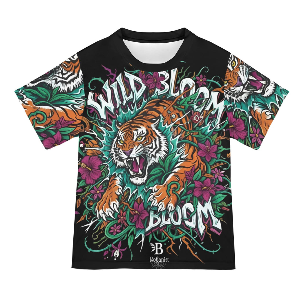 Rich and Rich Wile Bloom Women's Black T-Shirt made from breathable mesh fabric with elastic neckband