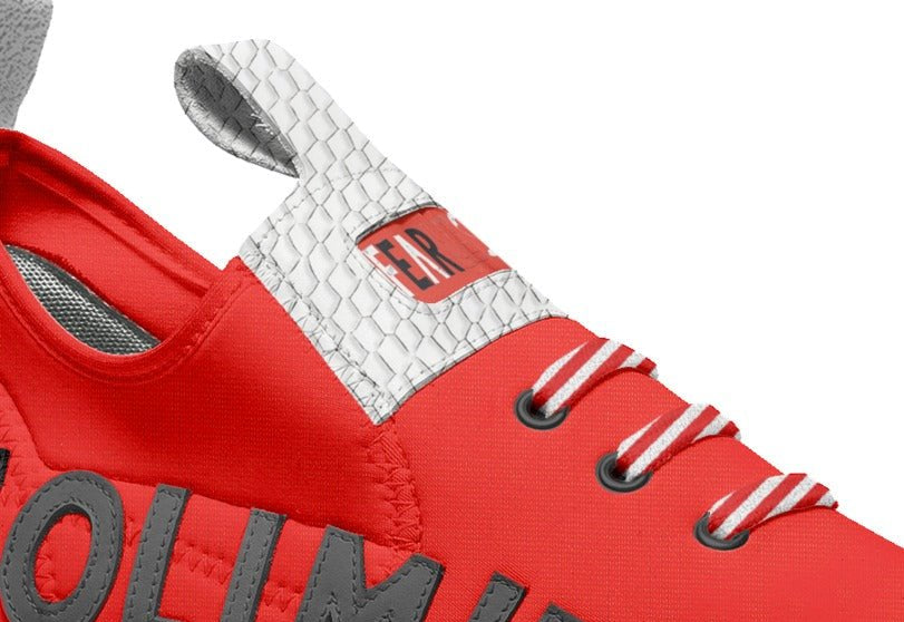 Women's red low-top sneakers with bold sporty design — additional view 7