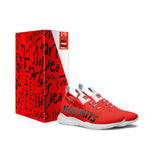 Women's red low-top sneakers with bold sporty design — alternate view