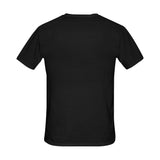 Men's black T-shirt with Warrior Spirit all-over graphic print — rear view