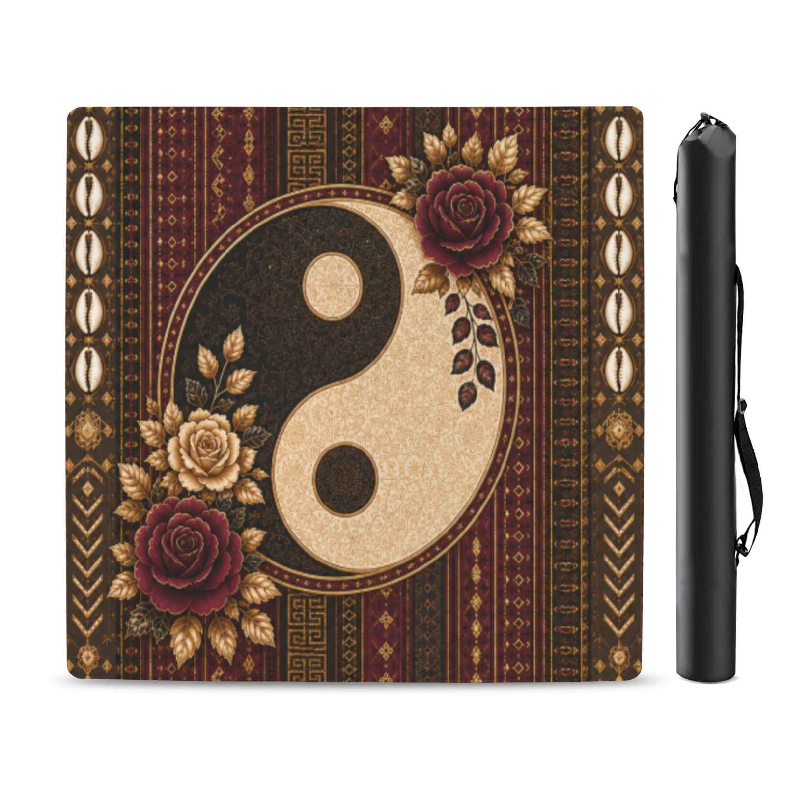 Rich and Rich Harmony Heritage Mahjong Table Mat 33x33 Inch – Stitched Edge, Non-Slip Rubber Backing, 2mm Game Mat with Storage Bag - Rich and Rich Homeopportunities