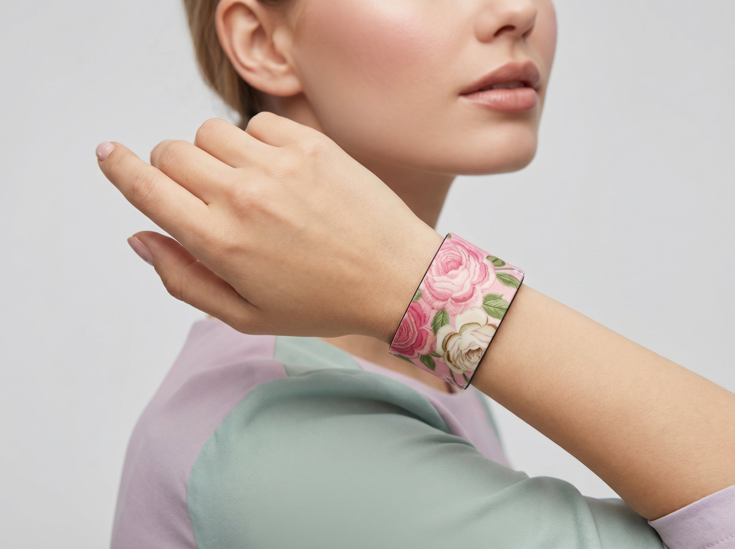 Rich and Rich Pink Floral Neoprene Women's Wristband