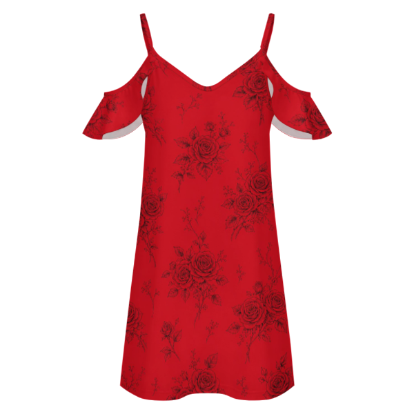 Rich and Rich Spaghetti Strap Cold-Shoulder Ruffle Dress | Lightweight Stretch Fashion Dress