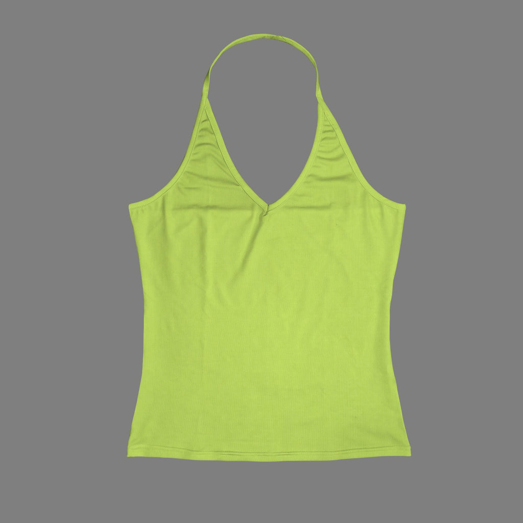 Rich and Rich Key Lime Women’s V-Neck Halter Top | Lightweight Stretch Halter Shirt