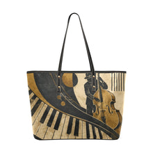 Load image into Gallery viewer, Rich and Rich Jazz Upright Bass Women's PU Leather Beige Tote Chic Leather Tote Bag (Model 1709) - Rich and Rich Homeopportunities
