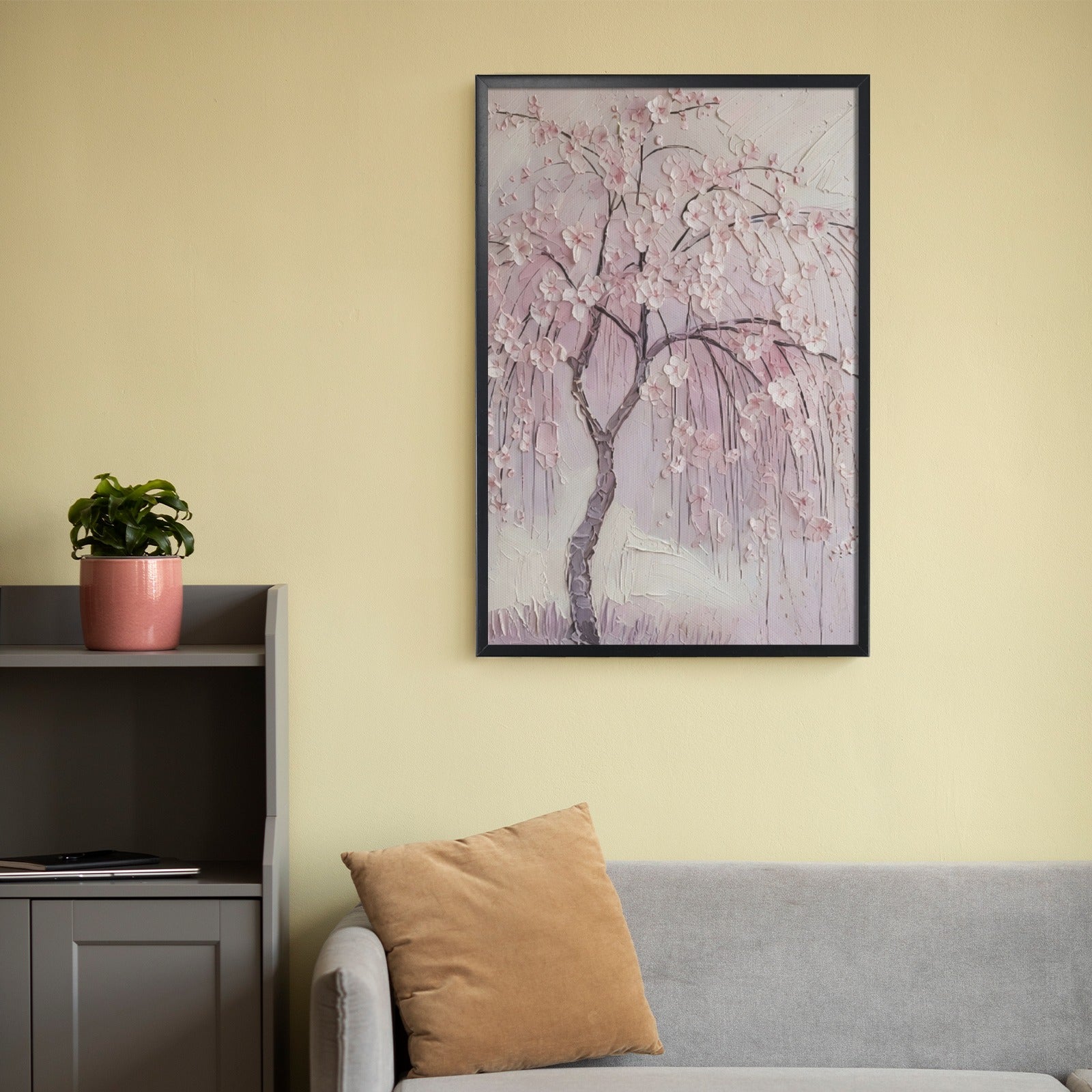 A Rich and Rich Cherry Blossom Tree Framed Art Print Black Framed Art Print 20×30inch - Rich and Rich Homeopportunities