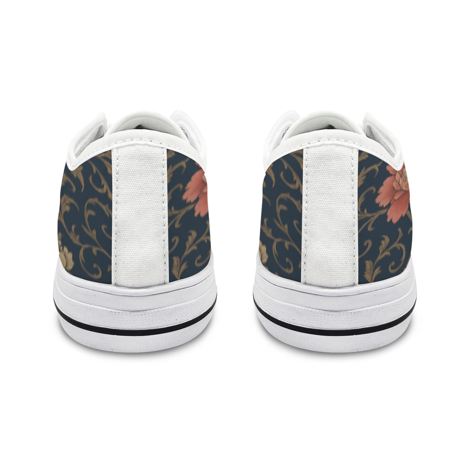 Blue floral low-top women's canvas sneaker with mesh and EVA insole and rubber outsole — additional view 8