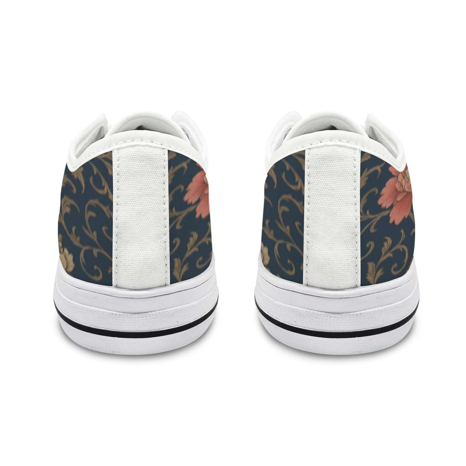 Blue floral low-top women's sneaker with nylon canvas body and rubber outsole — additional view 15