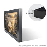 Rich and Rich White Lotus on Golden Ripples Black Framed Art Print 36×24inch