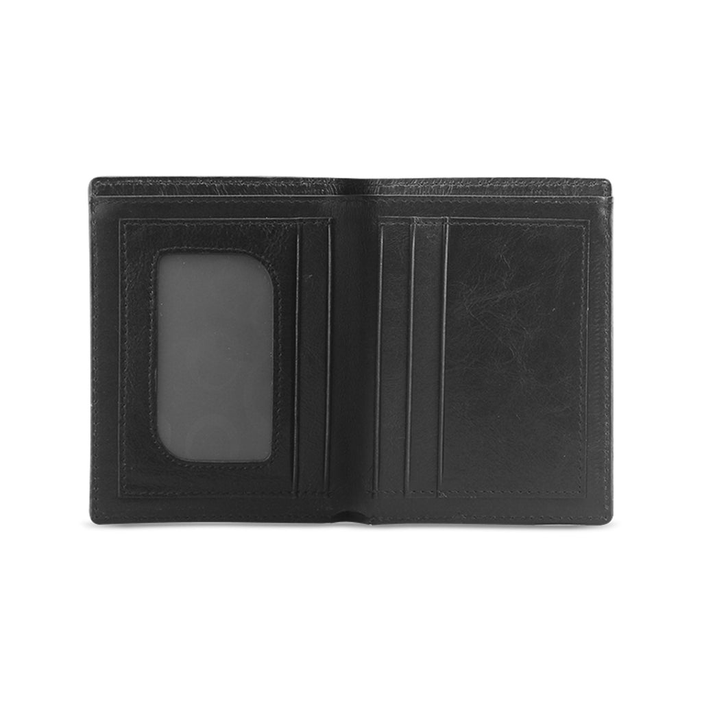 Rich and Rich Men's Caricature Black Leather Wallet with unique design