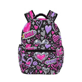 a Y2K Graffiti Hearts Girls Black Large Capacity Backpack