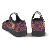 Purple Feng Shui patterned women's Mary Jane shoe with Velcro strap and mesh upper — additional view 10