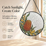 Rich and Rich  WanderGlow Australian Banksia Wattle Stained Glass Suncatcher 11.8inch