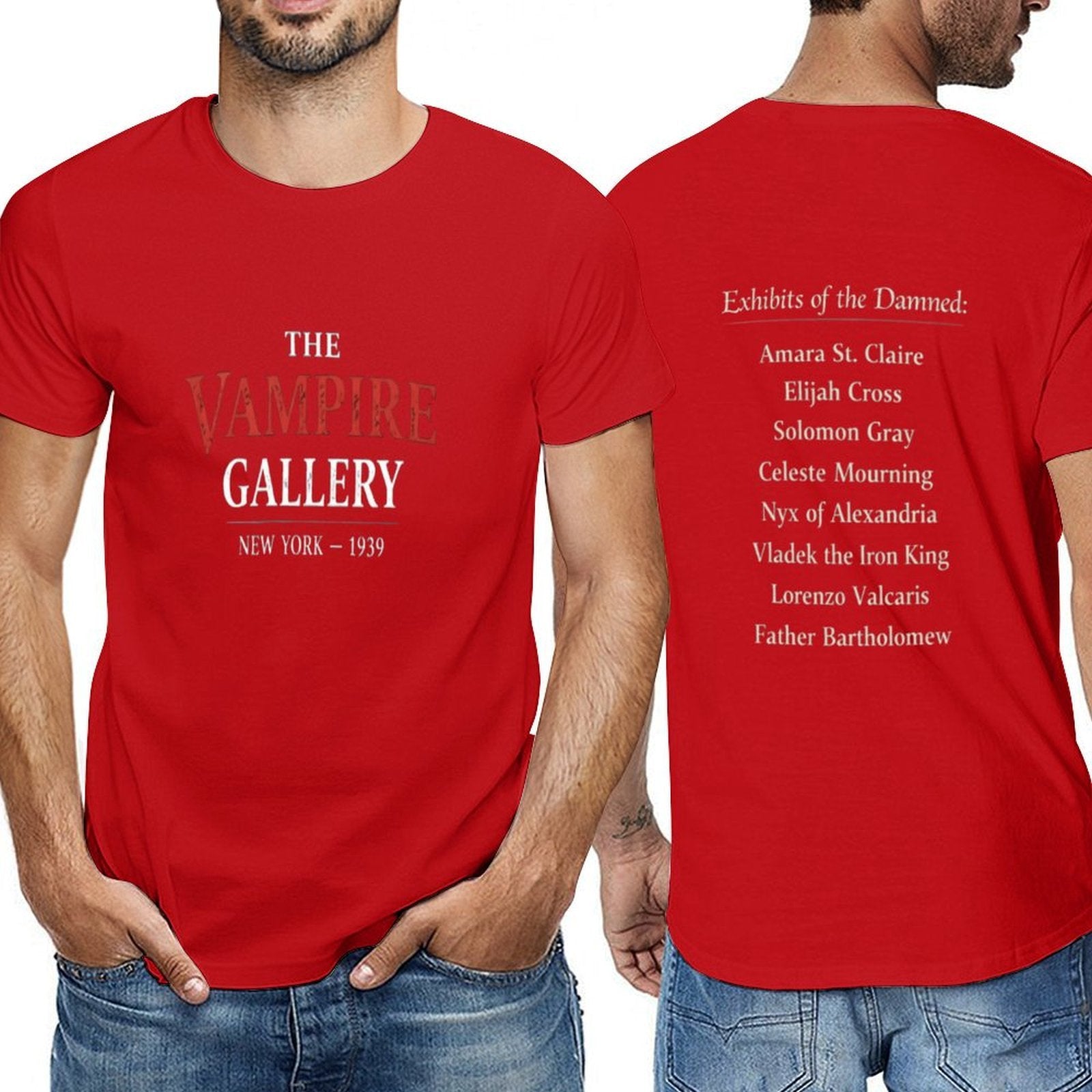 Men's short-sleeve T-shirt from The Vampire Gallery with printed design — additional view 7
