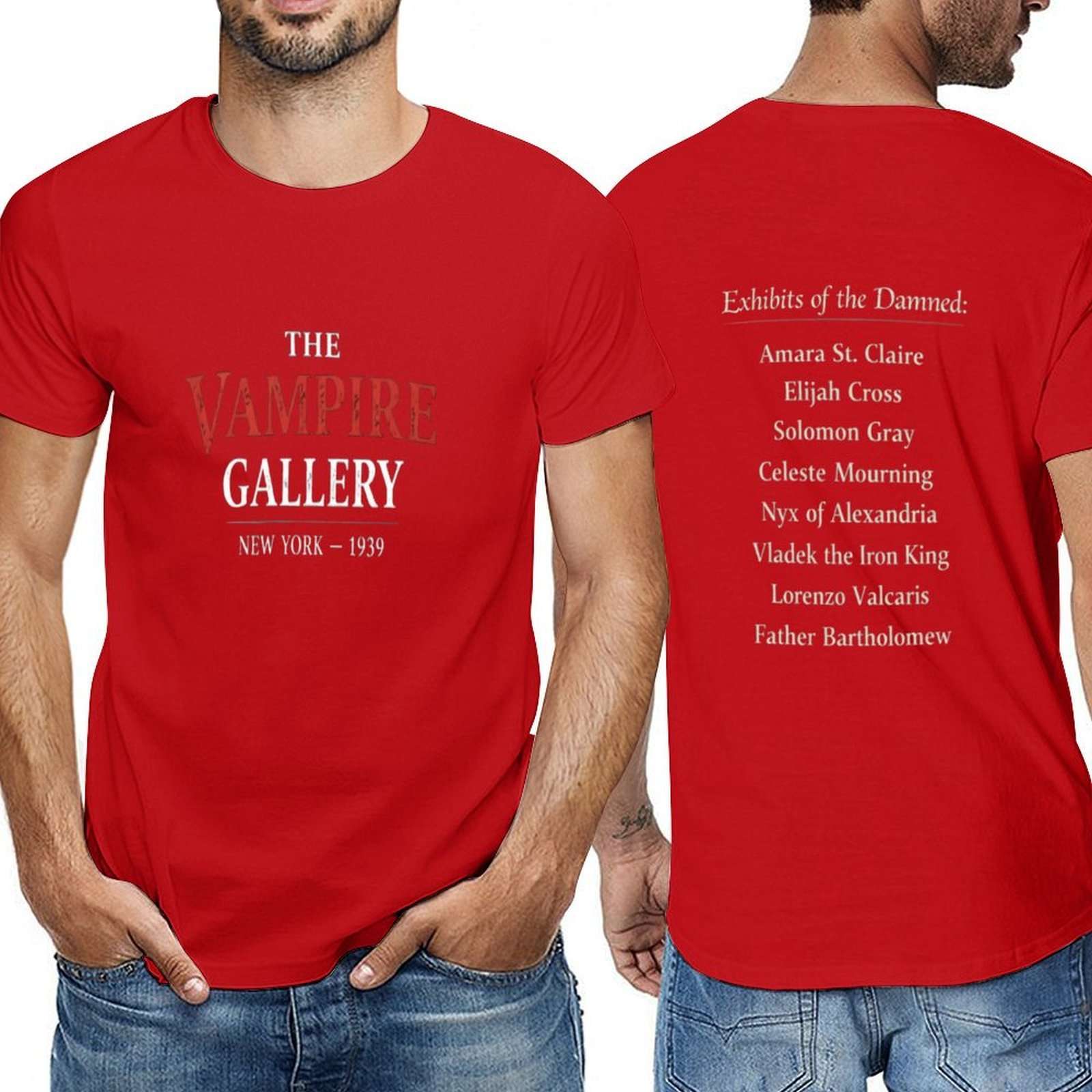 Men's short-sleeve T-shirt from The Vampire Gallery with printed design — additional view 7