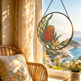 Rich and Rich  WanderGlow Australian Banksia Wattle Stained Glass Suncatcher 11.8inch