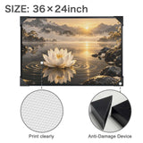 Rich and Rich White Lotus on Golden Ripples Black Framed Art Print 36×24inch
