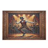 Mosaic portrait wooden puzzle of Master Juba dancer wearing a top hat with stage lights