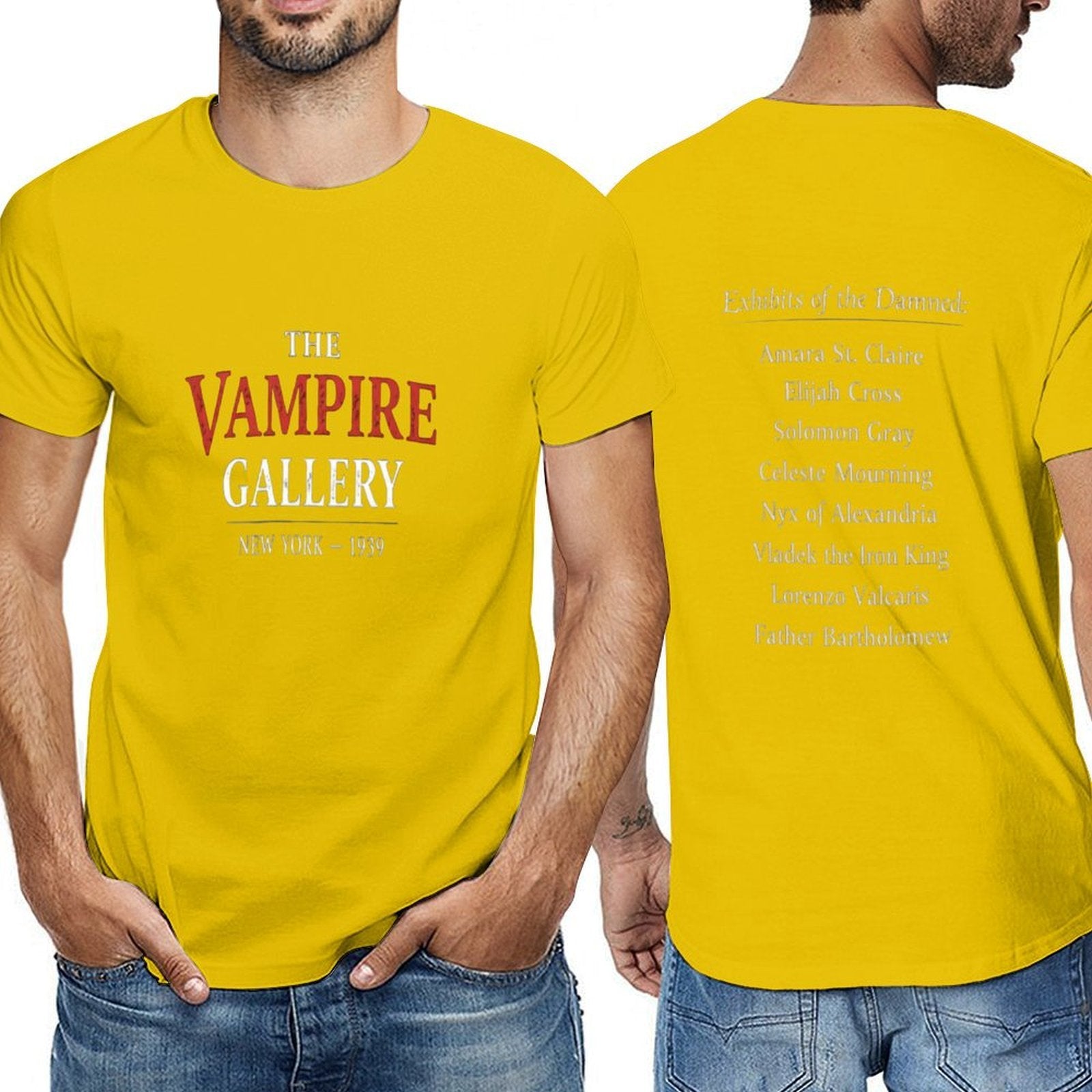 Men's short-sleeve T-shirt from The Vampire Gallery with printed design — additional view 6