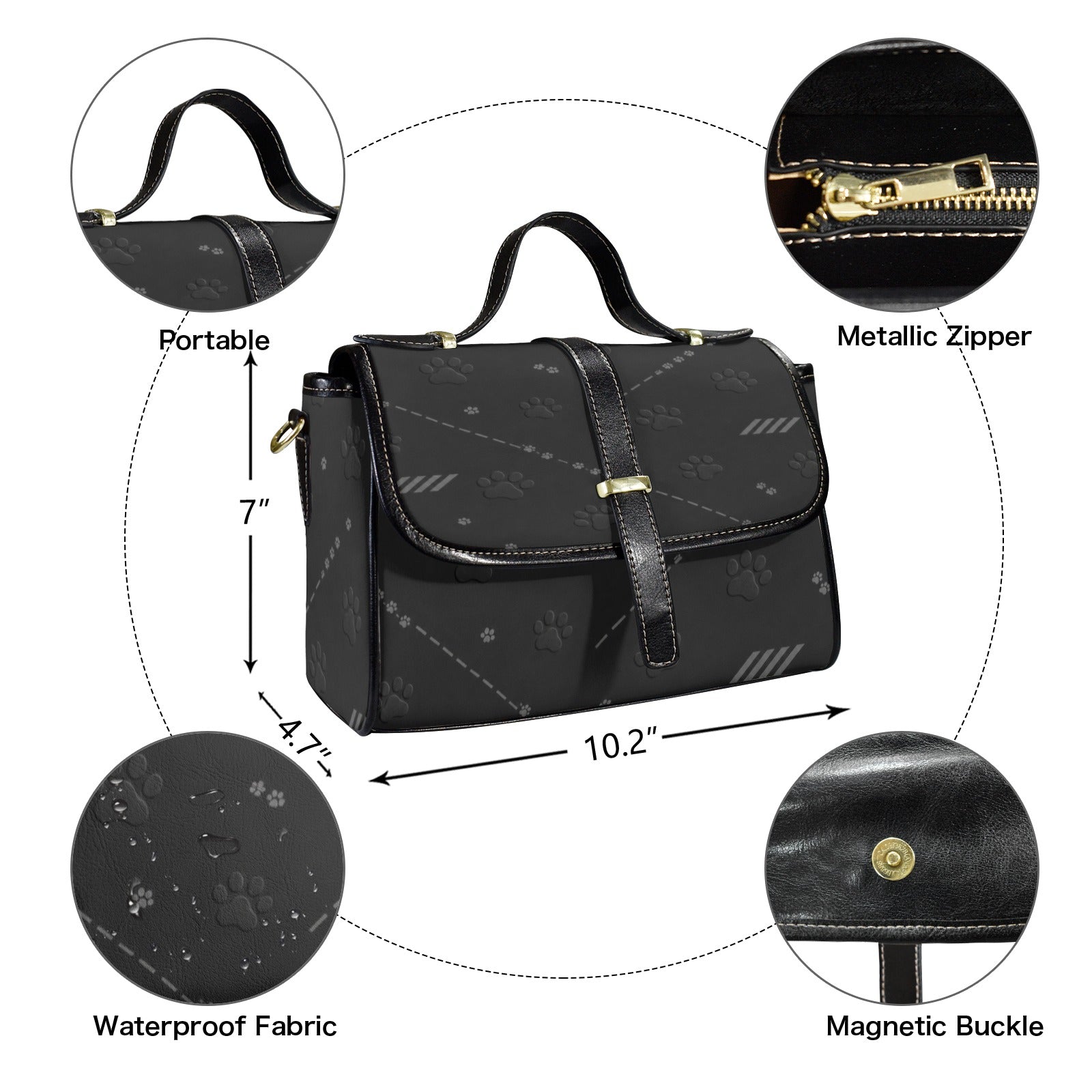 Rich and Rich Women's Leather Black Paw Satchel