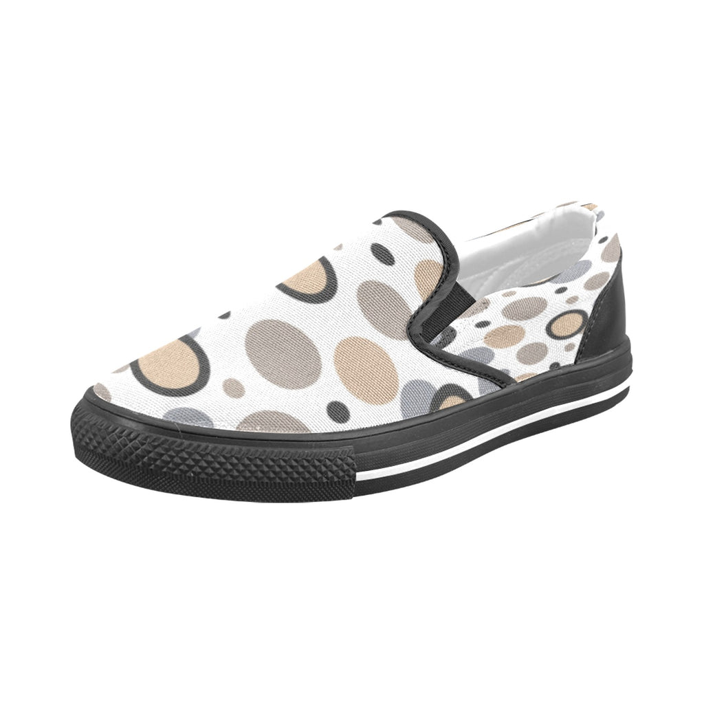 Rich and Rich Beige and White Circular Dimensions Men’s Canvas Shoes | Stylish Men’s Slip-On Canvas Shoes