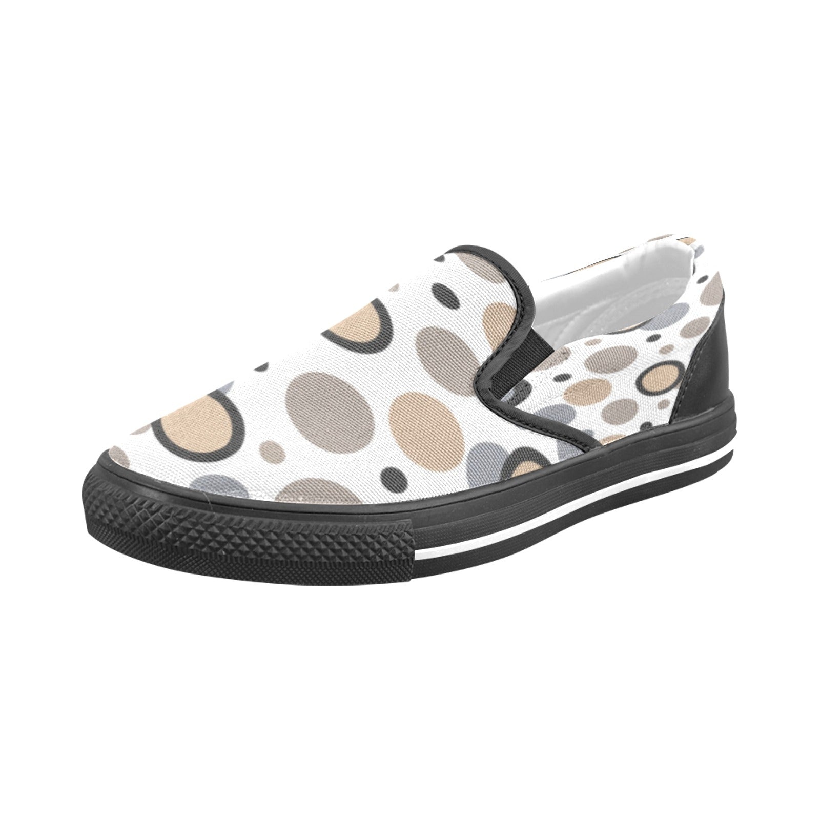 Rich and Rich Beige and White Circular Dimensions Men’s Canvas Shoes | Stylish Men’s Slip-On Canvas Shoes