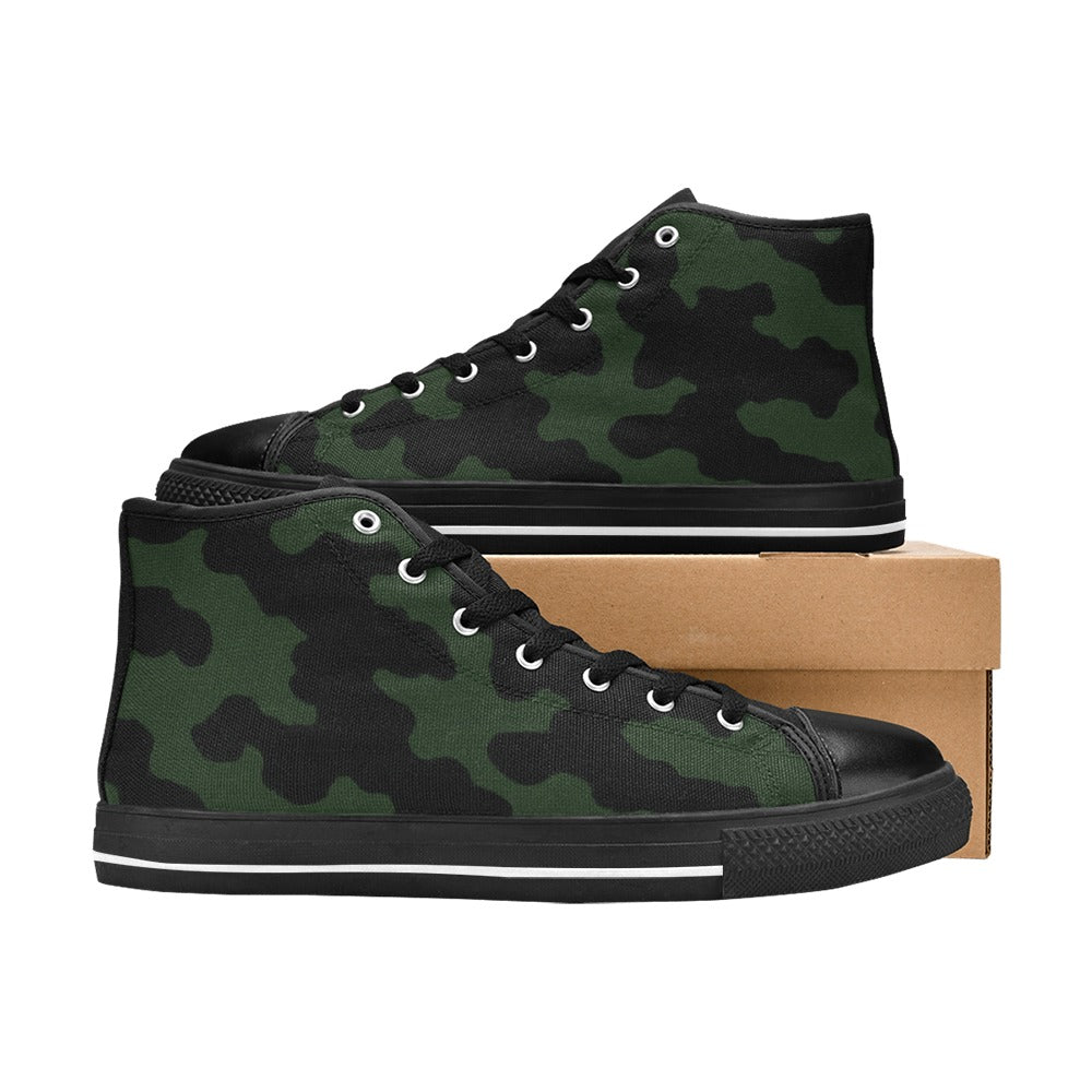 Rich and Rich Men's Classic Green Camouflage Hightop Canvas Sneaker