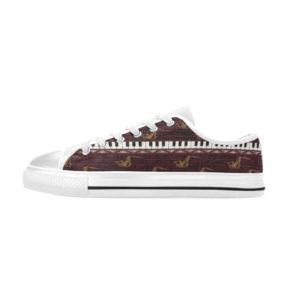 Rich and Rich Men’s Burgundy Piano/Saxophone Low-Top Sneakers