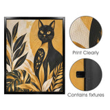 Rich and Rich Golden-Eyed Cat Among Tropical Black Frame Canvas Print 16x20inch