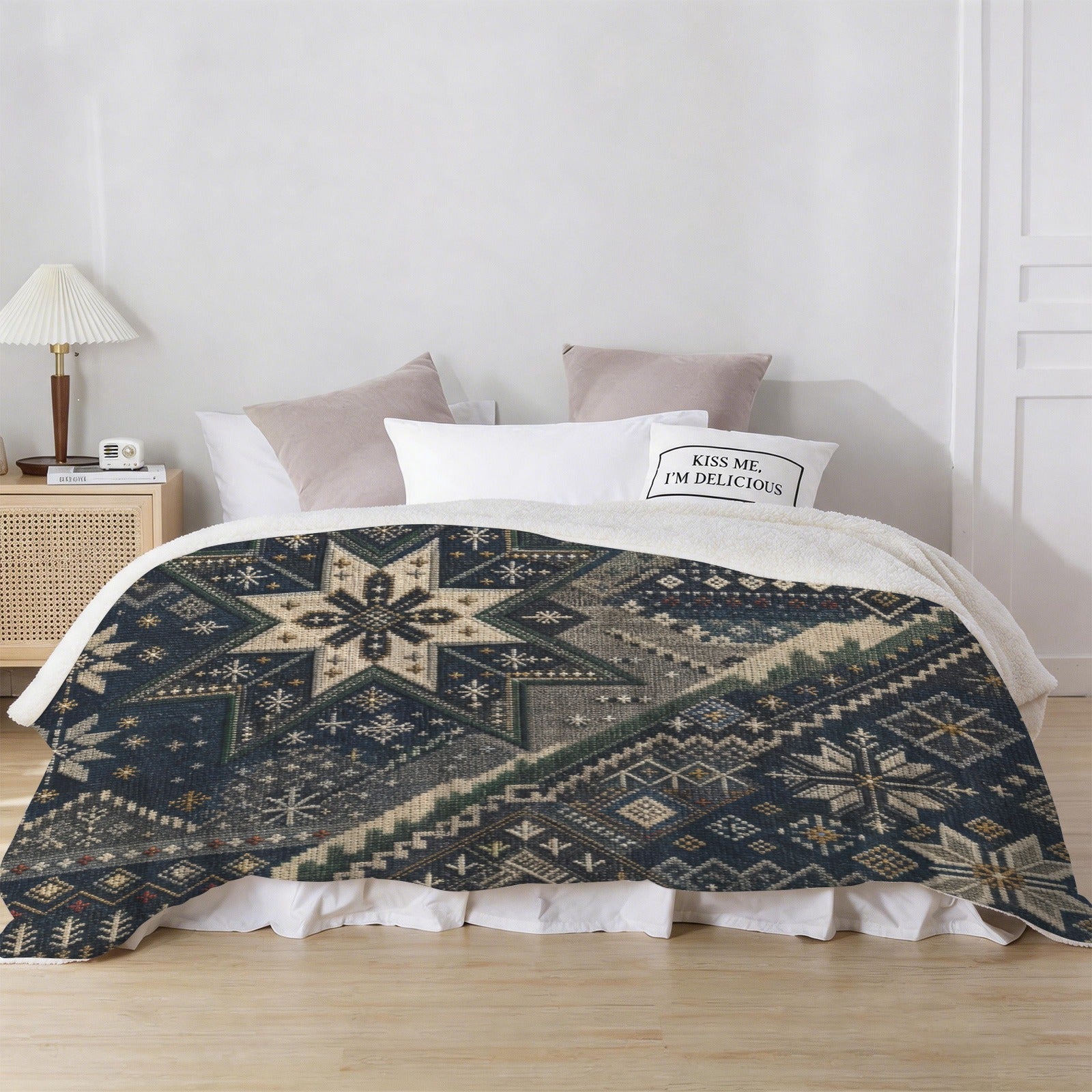 Rich and Rich Nordic Snowflake Sherpa Fleece Blanket 90 x 108 - Rich and Rich Homeopportunities