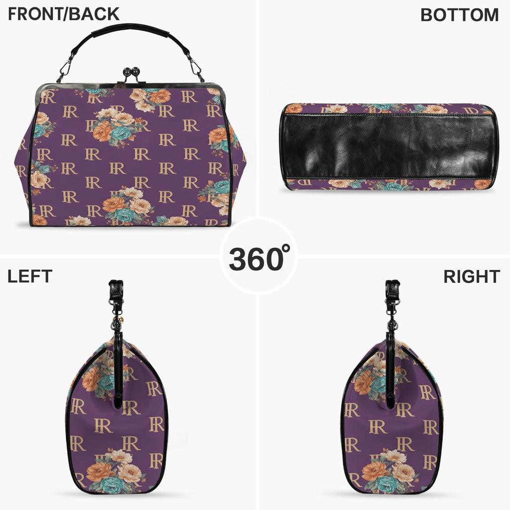 Rich and Rich Purple Floral Kisslock Crossbody Women's Shoulder Bag
