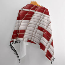 Load image into Gallery viewer, Rich and Rich Women&#39;s Red and White Geometric Floral Tassel Cape
