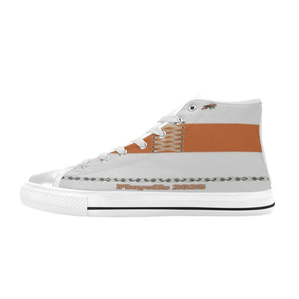 Rich and Rich Women's Orange High Top Canvas Sneaker on white background